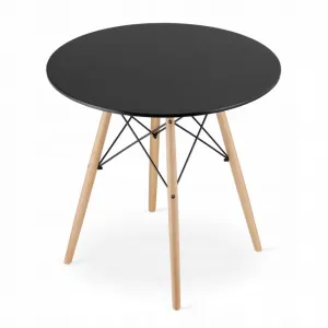 TODI 80cm okrúhly stolový set čierny + 4 stoličky MARK čierne