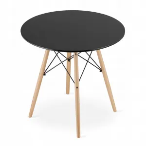 TODI 80cm okrúhly stolový set čierny + 4 stoličky MARK čierne