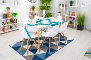 Obdĺžniková stolová súprava ADRIA 120x80 biela + 6 stoličiek OSAKA biela