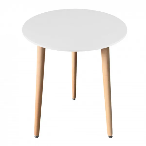 Okrúhly stôl KAMI 60 cm - biely / prírodné nohy 9403 20 80 00