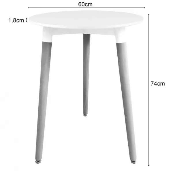 Okrúhly stôl KAMI 60 cm - biely / prírodné nohy 9403 20 80 00