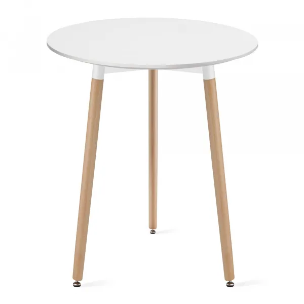 Okrúhly stôl KAMI 60 cm - biely / prírodné nohy 9403 20 80 00