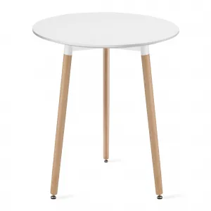 Okrúhly stôl KAMI 60 cm - biely / prírodné nohy 9403 20 80 00