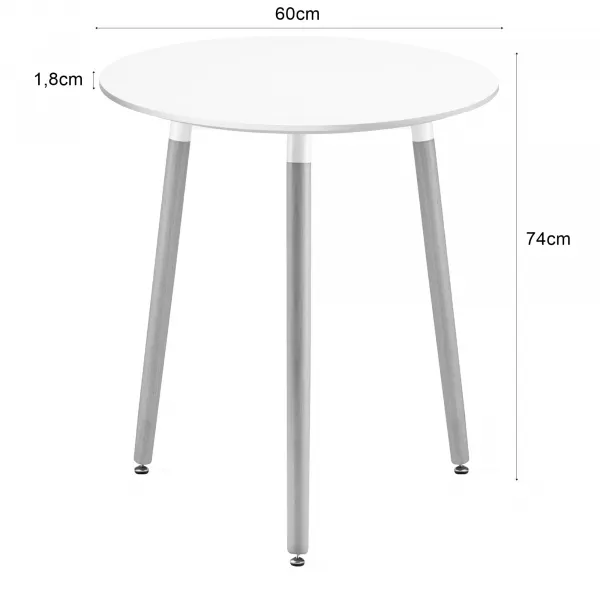 Okrúhly stôl KAMI 60 cm - biely / prírodné nohy 9403 20 80 00