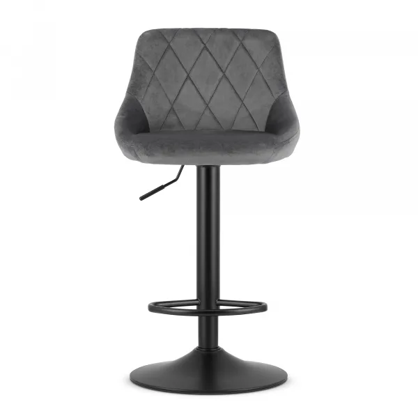 Sivá barová stolička VELVET KAST s čiernou nohou