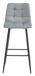 Barová stolička ARCETO - strieborno-sivý zamat / čierne nohy x 2 9401 71 00 00