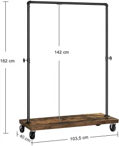 SONGMICS Stojan na šaty pojazdný dizajn vodovodných trubiek 90 kg