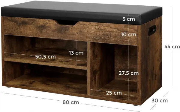 Skriňa na topánky so sedadlom LOFT drevená