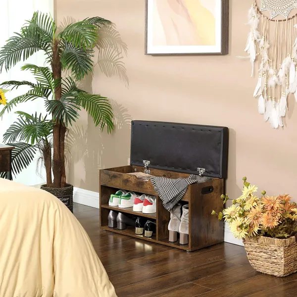 Skriňa na topánky so sedadlom LOFT drevená