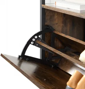 VASAGLE Uzatvárateľný regál na topánky rustikálny 3 priehradky 60 x 130 x 30 cm