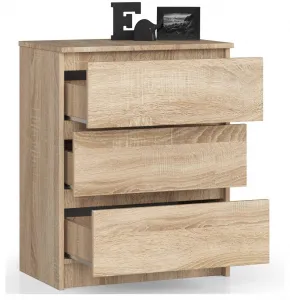 Ak furniture Komoda Kuba 60 cm - 3 zásuvky dub sonoma