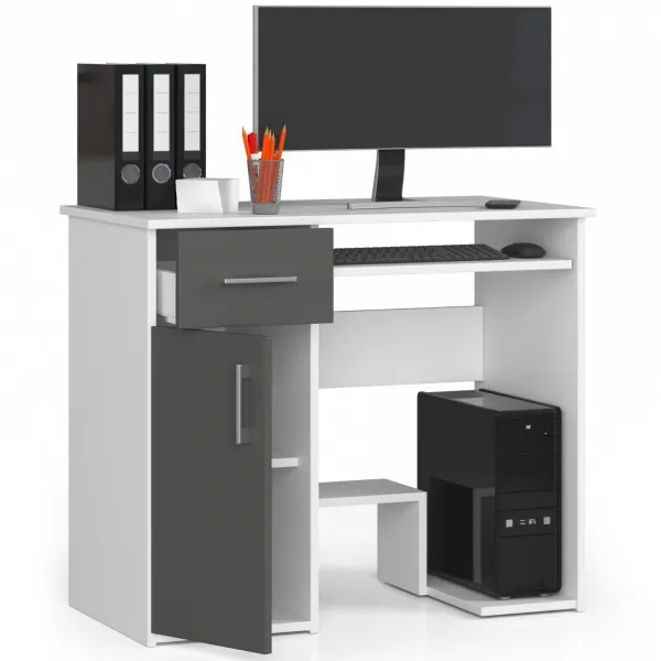 Ak furniture Volně stojící psací stůl JAY 90 cm bílý/šedý