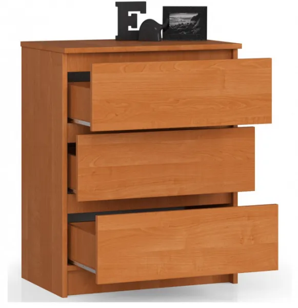 Ak furniture Komoda Kuba 60 cm - 3 zásuvky jelša