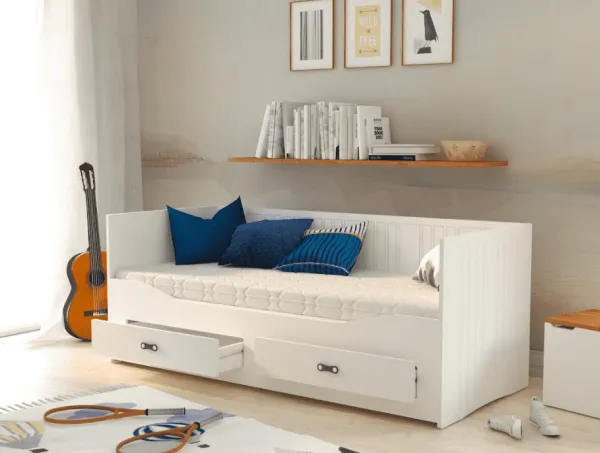 ArtAJ Rozkladacia posteľ EMMELINE s matracom | biela 80 x 200 cm