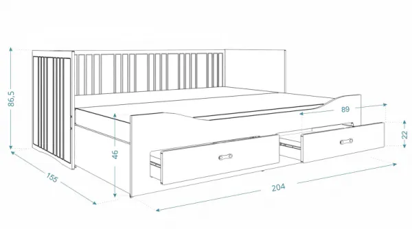 ArtAJ Rozkladacia posteľ EMMELINE s matracom | biela 80 x 200 cm