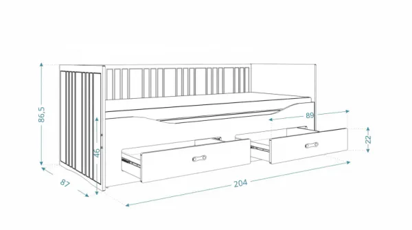 ArtAJ Rozkladacia posteľ EMMELINE s matracom | biela 80 x 200 cm
