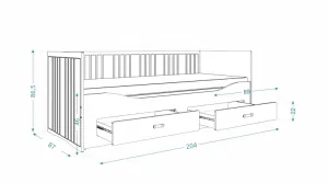 ArtAJ Rozkladacia posteľ EMMELINE s matracom | biela 80 x 200 cm