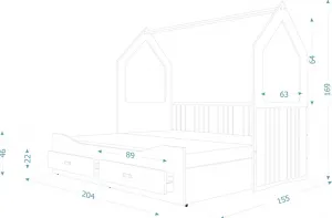ArtAJ Rozkladacia posteľ EMMELINE D s matracom | biela 80 x 200 cm