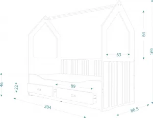 ArtAJ Rozkladacia posteľ EMMELINE D s matracom | biela 80 x 200 cm