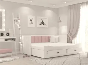 ArtAJ Rozkladacia posteľ EMMELINE s matracom | biela/ružová 80 x 200 cm
