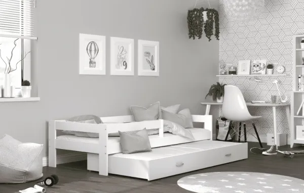ArtAJ Detská posteľ HOPE P2 s prístelkou | biela 80 x 190 cm