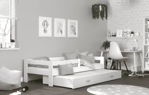 ArtAJ Detská posteľ HOPE P2 s prístelkou | biela 80 x 190 cm