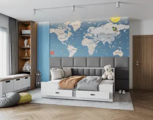 ArtAJ Rozkladacia posteľ EMMELINE s matracom | biela/sivá 80 x 200 cm