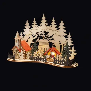 Solight Vianočné mestečko s kostolom 3 LED 30 x 19 cm