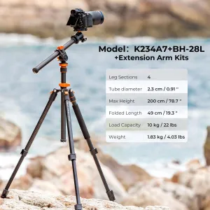 K&F Concept K&F 2m stropný statív pre digitálnu zrkadlovku Kompaktný prenosný statív Vlog Monopod + predlžovacie rameno 34624