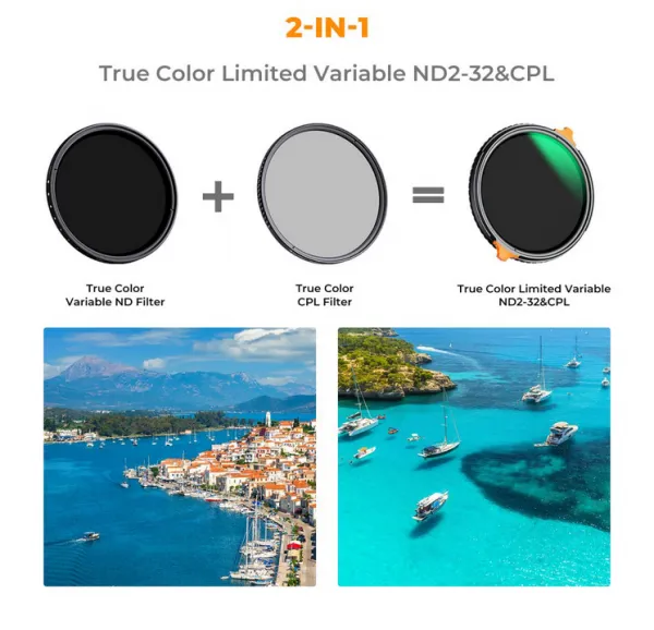 K&F Concept K&F 49MM multifunkčné True Color ND2~32+CPL s 28 vrstvami antireflexného zeleného filmu vodotesného 35406