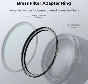 K&F Concept K&F 52-77 mm mosadzný krúžok adaptéra filtra, matná čierna, hrúbka rámu 2,9 mm, W/ 3ks čistenie C 35285