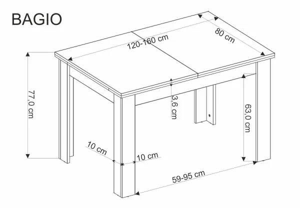 Rozkladací jedálenský stôl BAGIO Halmar Černá / dub