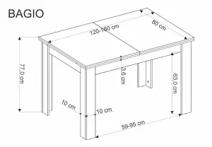 Rozkladací jedálenský stôl BAGIO Halmar Černá / dub