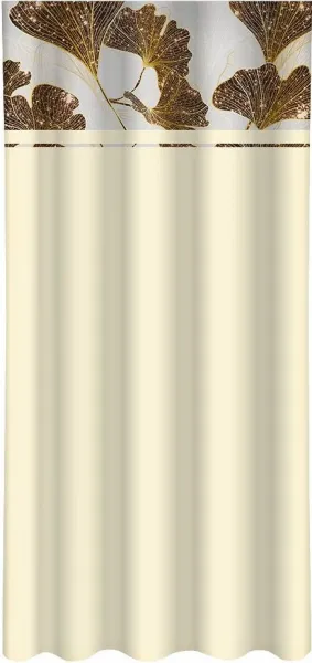 KlasickýkrémovýzávesspotlačouzlatýchlistovginkaŠírka:160cm|Dĺžka:270cm