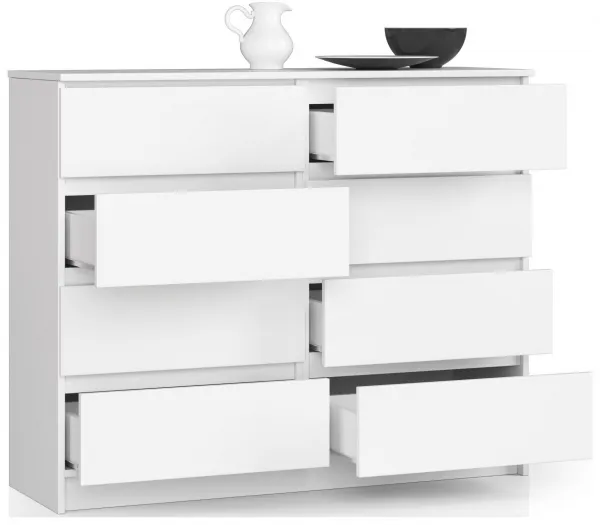 Ak furniture Komoda Kuba 120 cm 8 zásuviek biela