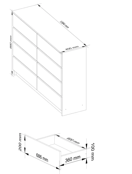 Ak furniture Komoda Rollo X 138,4 cm jelša