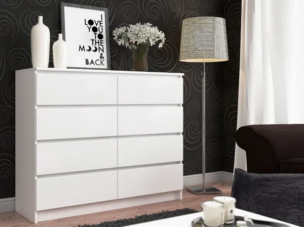 Ak furniture Komoda Rollo X 140 cm biela matná