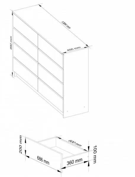 Ak furniture Komoda Rollo X 138,4 cm jelša