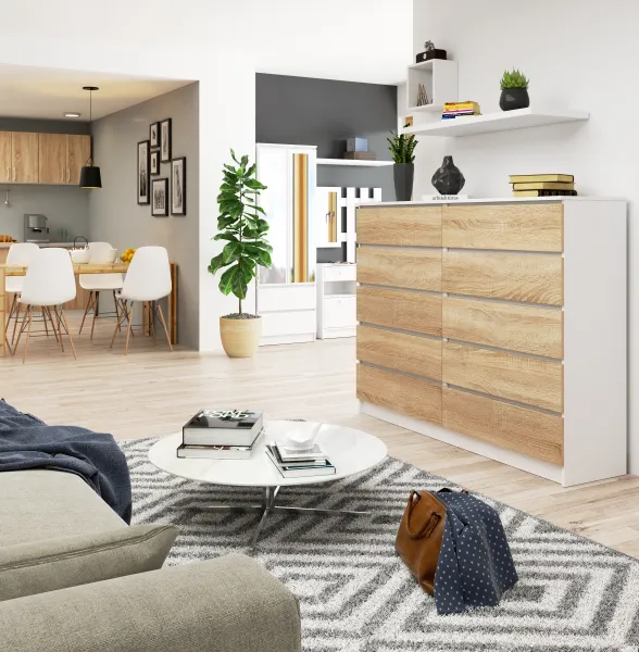 Ak furniture Komoda Rollo K 160,4  biela/dub sonoma