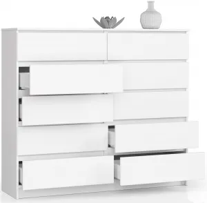 Ak furniture Komoda Kuba 140 cm 10 zásuviek biela