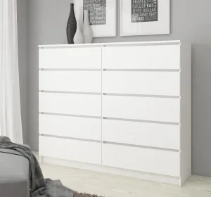 Ak furniture Komoda Kuba 140 cm 10 zásuviek biela