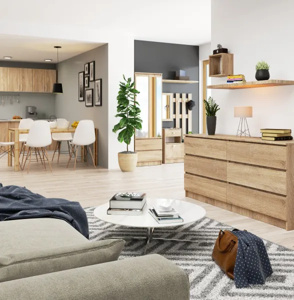 Ak furniture Komoda Rollo V 160 cm dub sonoma