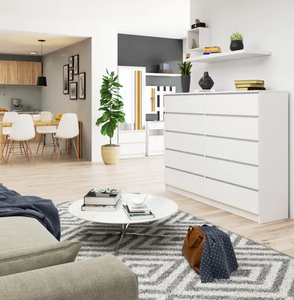 Ak furniture Komoda Rollo K 160,4 cm biela matná