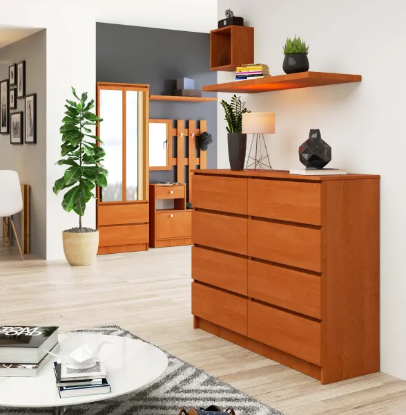 Ak furniture Komoda Kuba 120 cm 8 zásuviek jelša