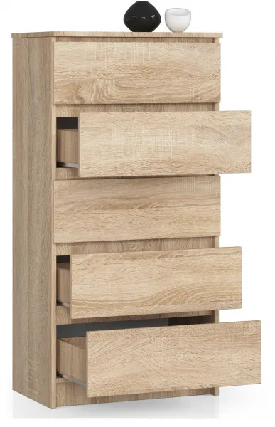 Ak furniture Komoda Kuba s 5 zásuvkami 60 cm dub sonoma