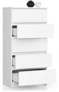 Ak furniture Komoda Kuba 60 cm - 5 zásuviek biela