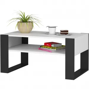Ak furniture Konferenčný stolík DOMI biely/čierny