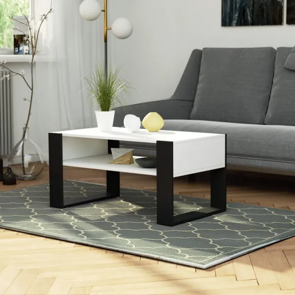 Ak furniture Konferenčný stolík DOMI biely/čierny