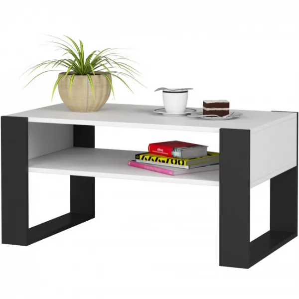 Ak furniture Konferenčný stolík DOMI biely/čierny