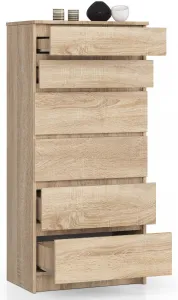 Ak furniture Komoda Kuba 60 cm - 6 zásuviek dub sonoma